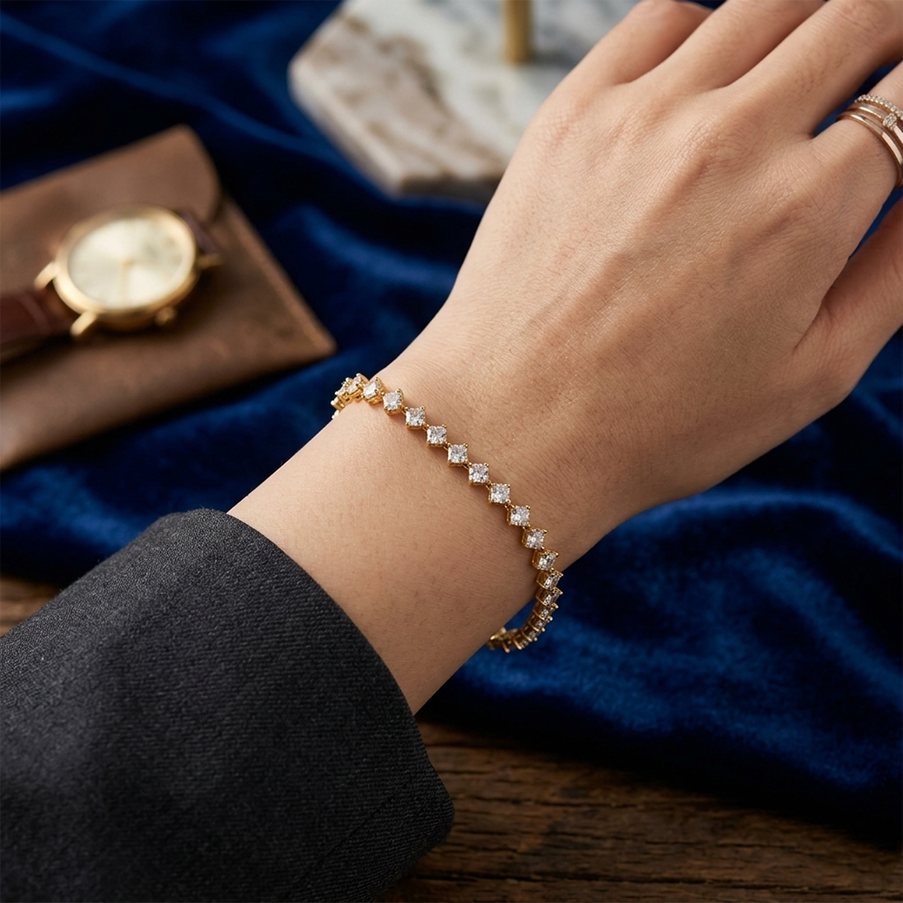 The99Jewel American Diamond Gold Plated Bracelet