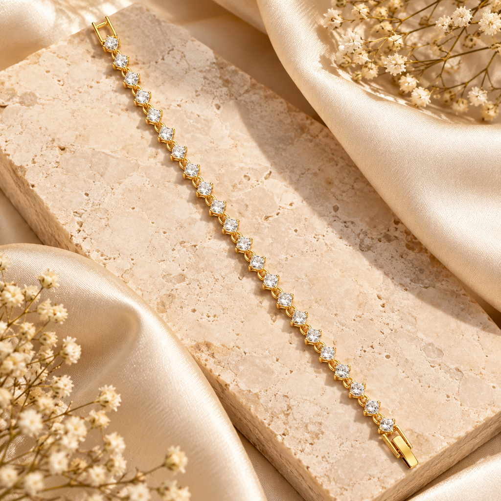 The99Jewel American Diamond Gold Plated Bracelet