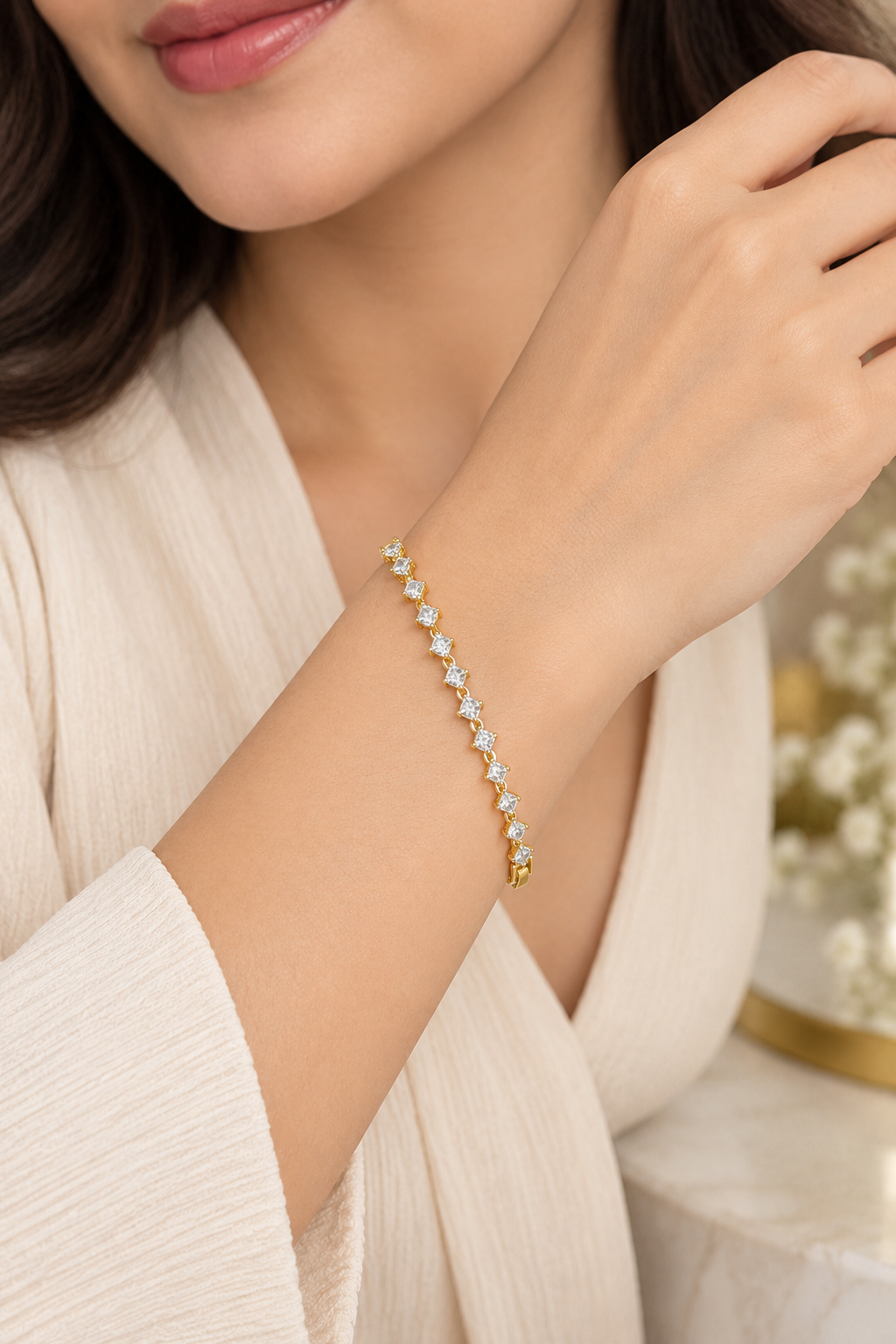 The99Jewel American Diamond Gold Plated Bracelet