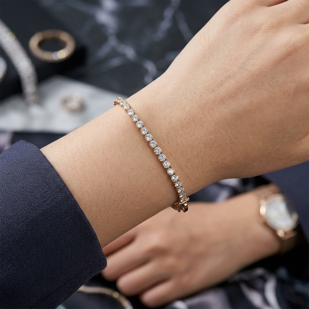 The99Jewel American Diamond Rose Gold Plated Bracelet
