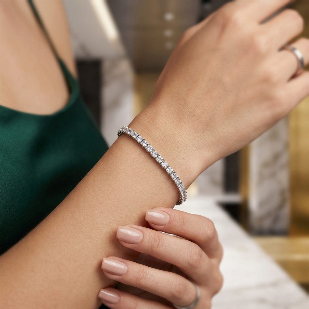 The99Jewel American Diamond Silver Plated Bracelet