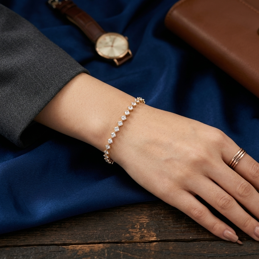 The99Jewel American Diamond Rose Gold Plated Bracelet