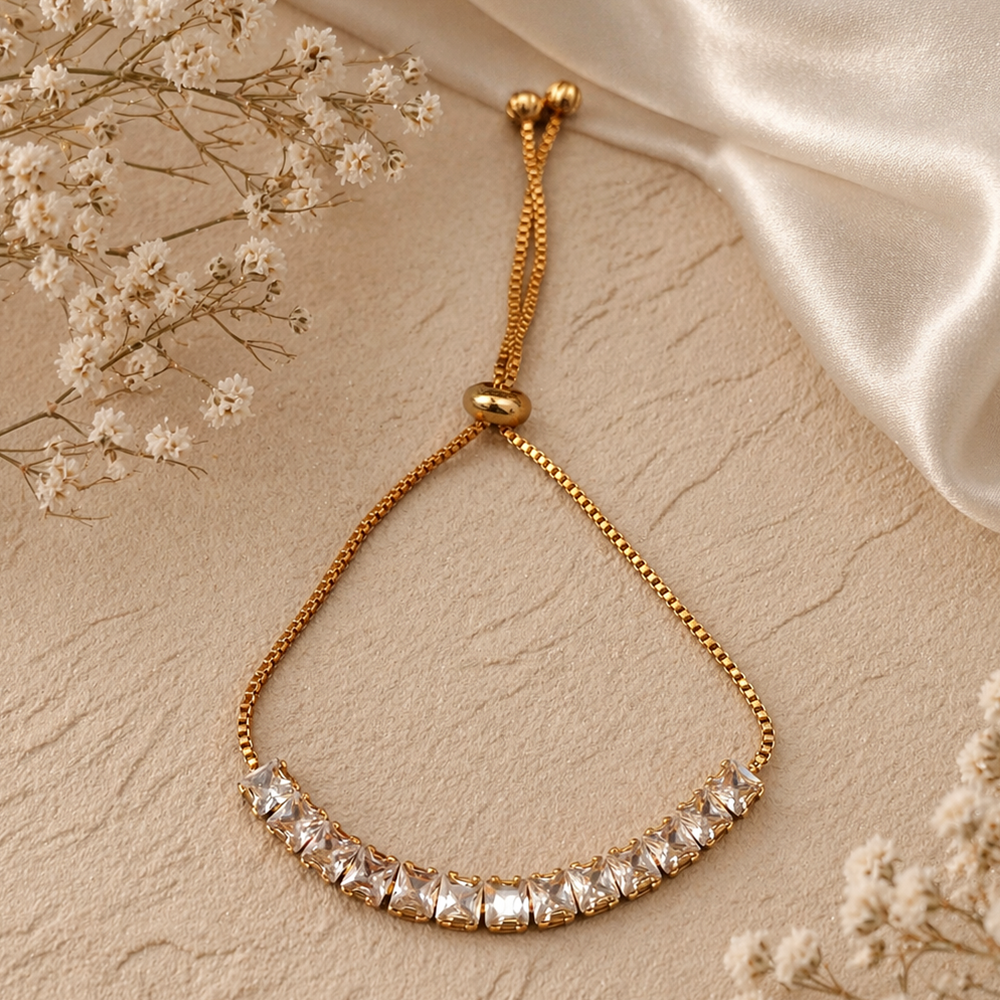 The99Jewel American Diamond Gold Plated Adjustable Bracelet