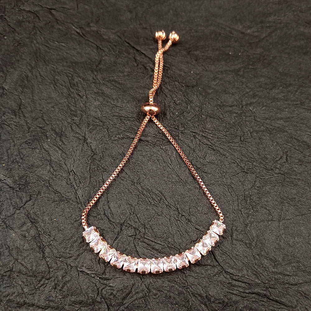 The99Jewel American Diamond Rose Gold Plated Adjustable Bracelet