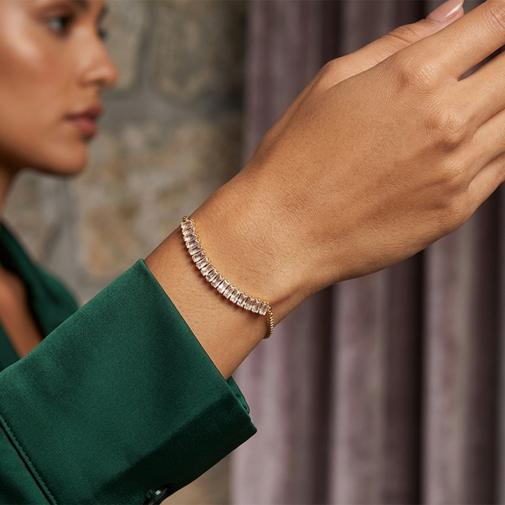 The99Jewel American Diamond Gold Plated Adjustable Bracelet