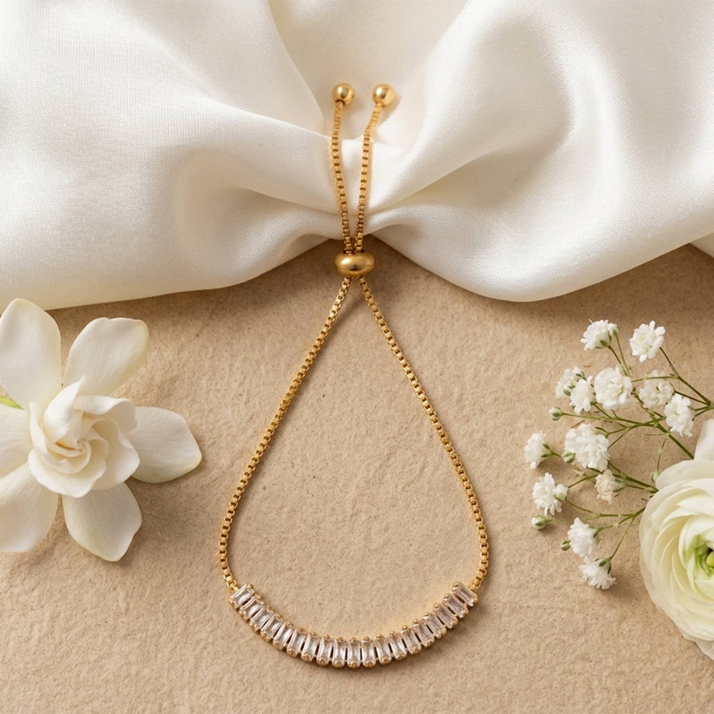 The99Jewel American Diamond Gold Plated Adjustable Bracelet