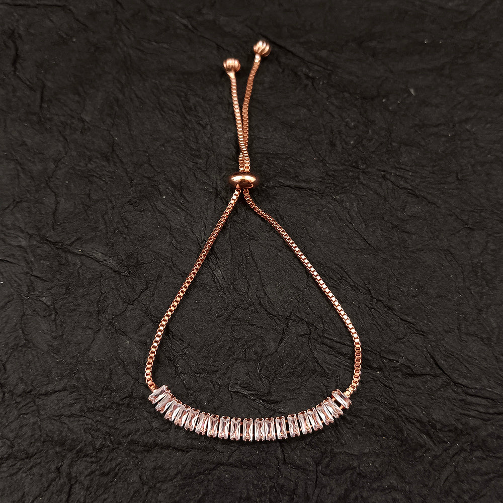 The99Jewel American Diamond Rose Gold Plated Adjustable Bracelet