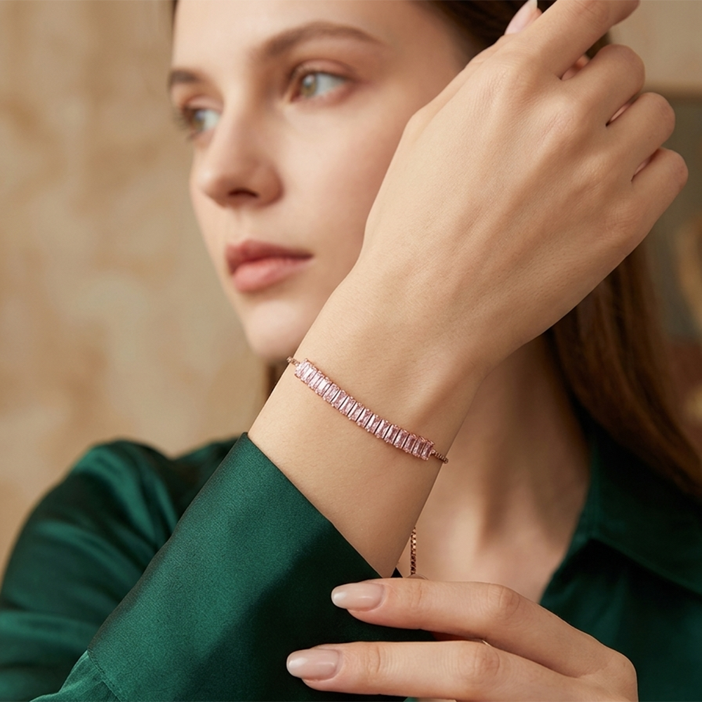 The99Jewel American Diamond Rose Gold Plated Adjustable Bracelet