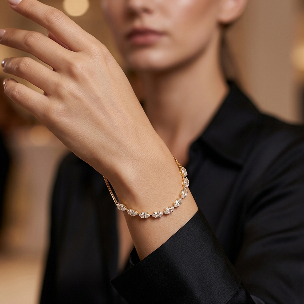 The99Jewel American Diamond Gold Plated Adjustable Bracelet