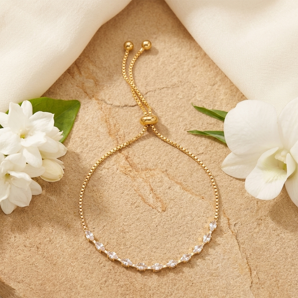 The99Jewel American Diamond Gold Plated Adjustable Bracelet