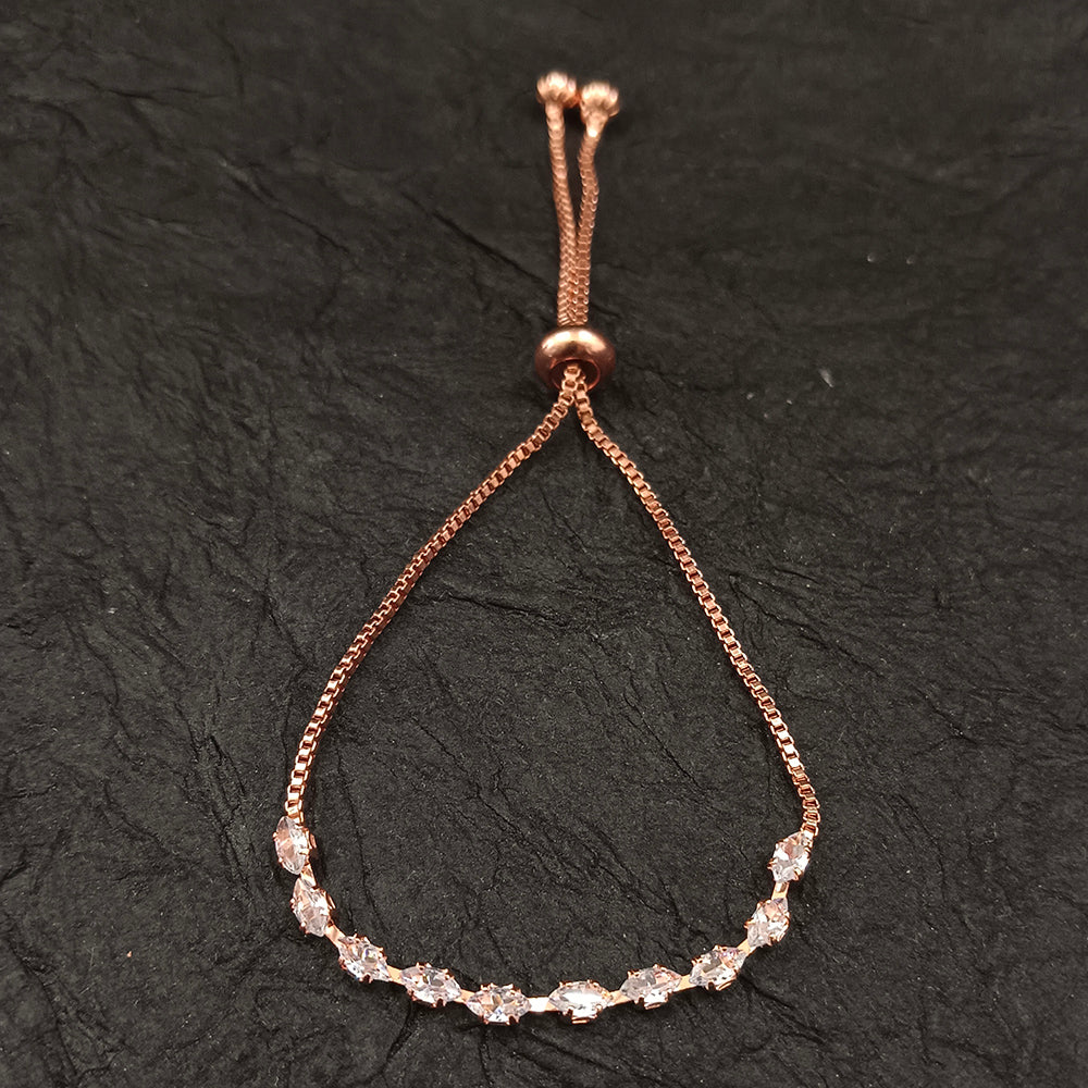 The99Jewel American Diamond Rose Gold Plated Adjustable Bracelet