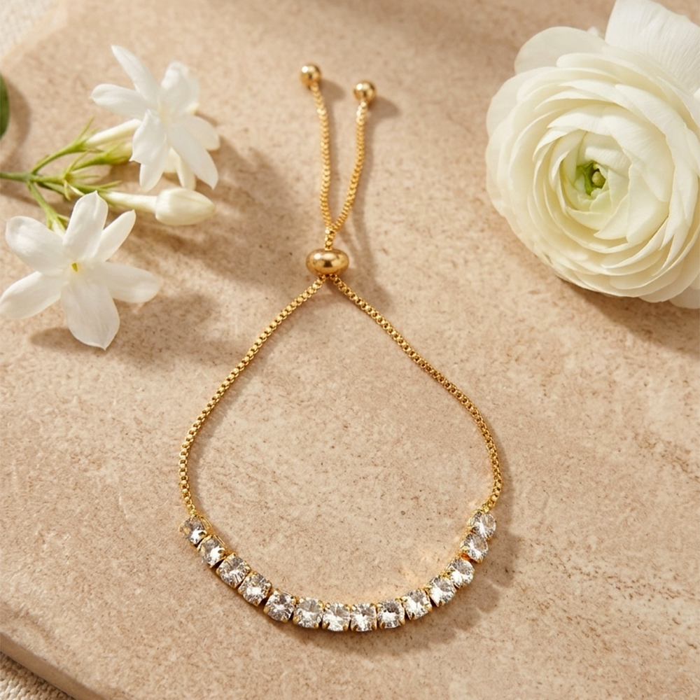 The99Jewel American Diamond Gold Plated Adjustable Bracelet