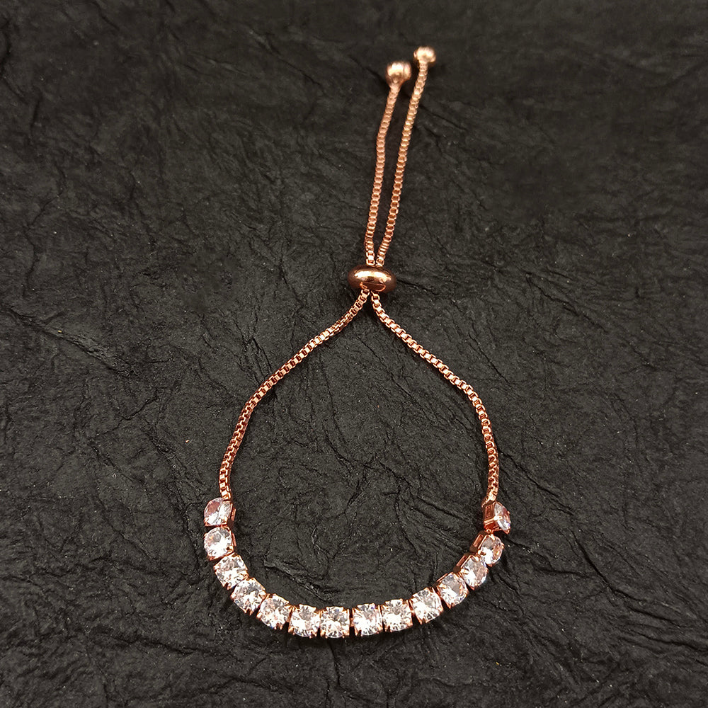 The99Jewel American Diamond Rose Gold Plated Adjustable Bracelet