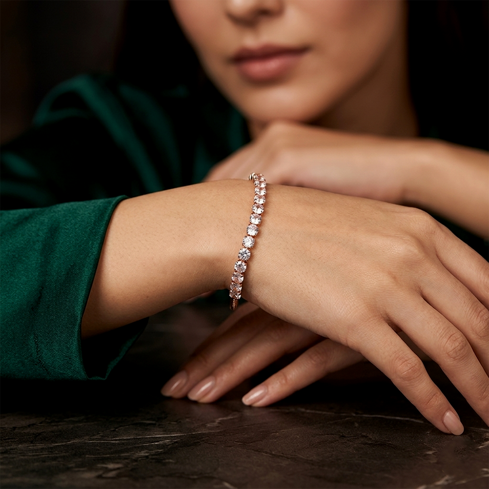 The99Jewel American Diamond Rose Gold Plated Adjustable Bracelet