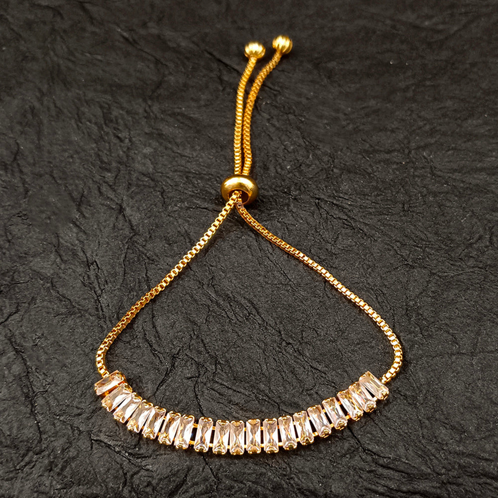 The99Jewel American Diamond Gold Plated Adjustable Bracelet