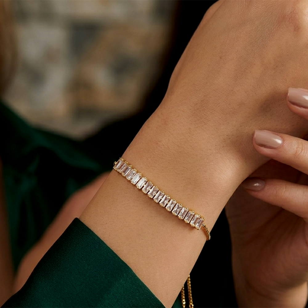 The99Jewel American Diamond Gold Plated Adjustable Bracelet