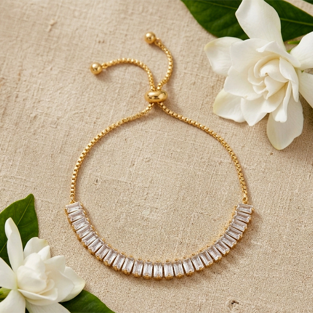 The99Jewel American Diamond Gold Plated Adjustable Bracelet