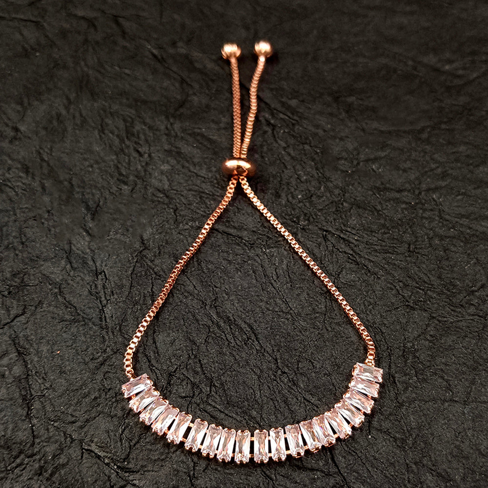 The99Jewel American Diamond Rose Gold Plated Adjustable Bracelet
