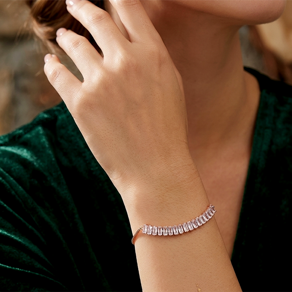 The99Jewel American Diamond Rose Gold Plated Adjustable Bracelet