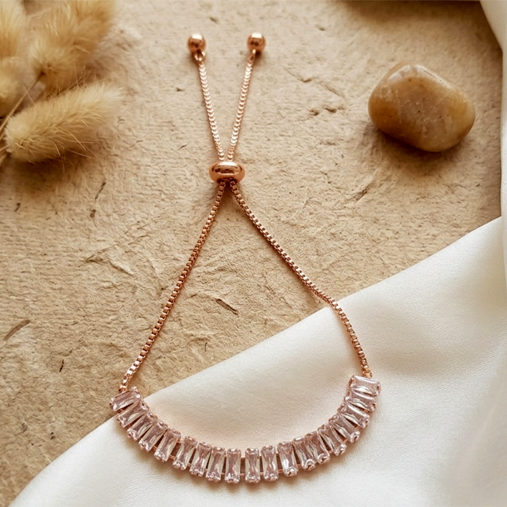 The99Jewel American Diamond Rose Gold Plated Adjustable Bracelet
