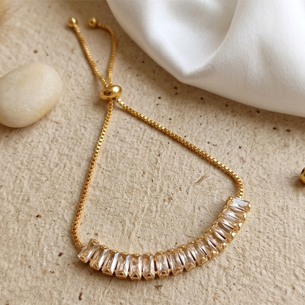 The99Jewel American Diamond Gold Plated Adjustable Bracelet