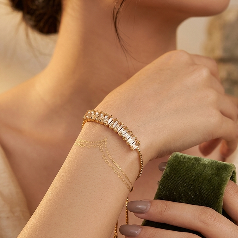 The99Jewel American Diamond Gold Plated Adjustable Bracelet