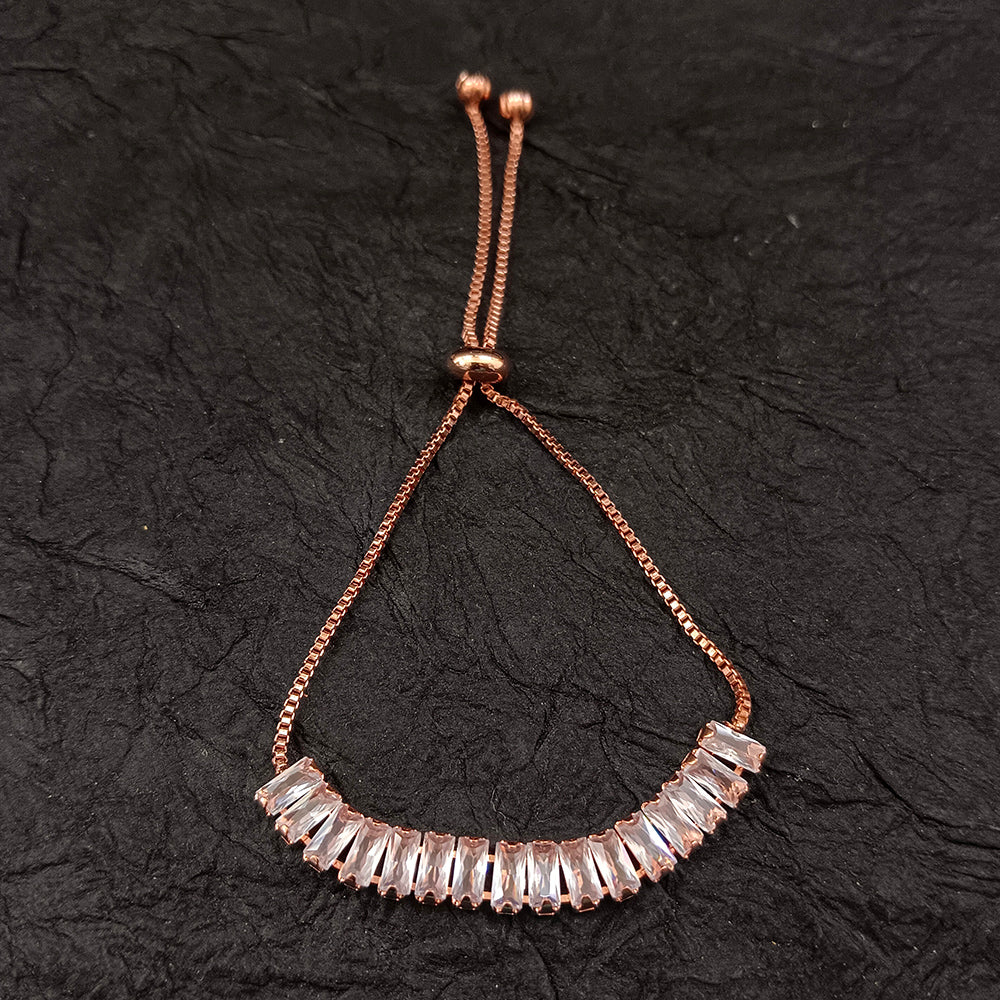 The99Jewel American Diamond Rose Gold Plated Adjustable Bracelet