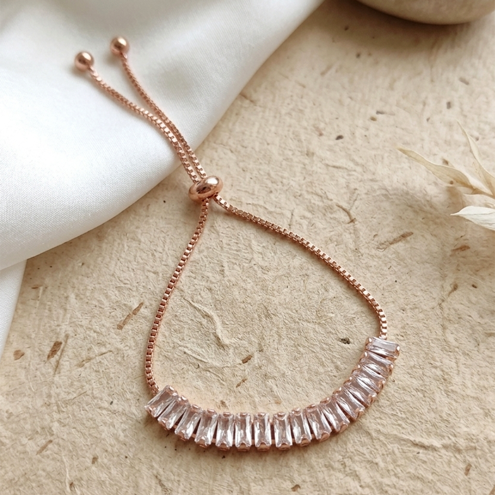 The99Jewel American Diamond Rose Gold Plated Adjustable Bracelet
