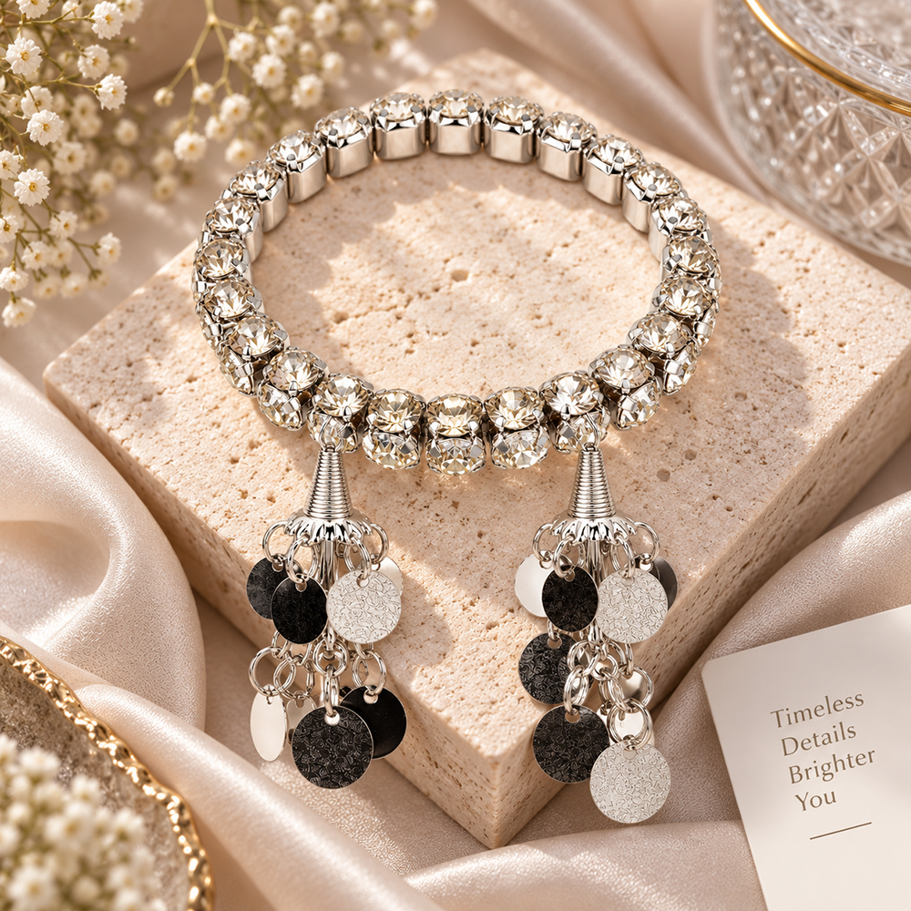 The99Jewel Sparkling Austrian Stone Bracelet with Tassels for Women