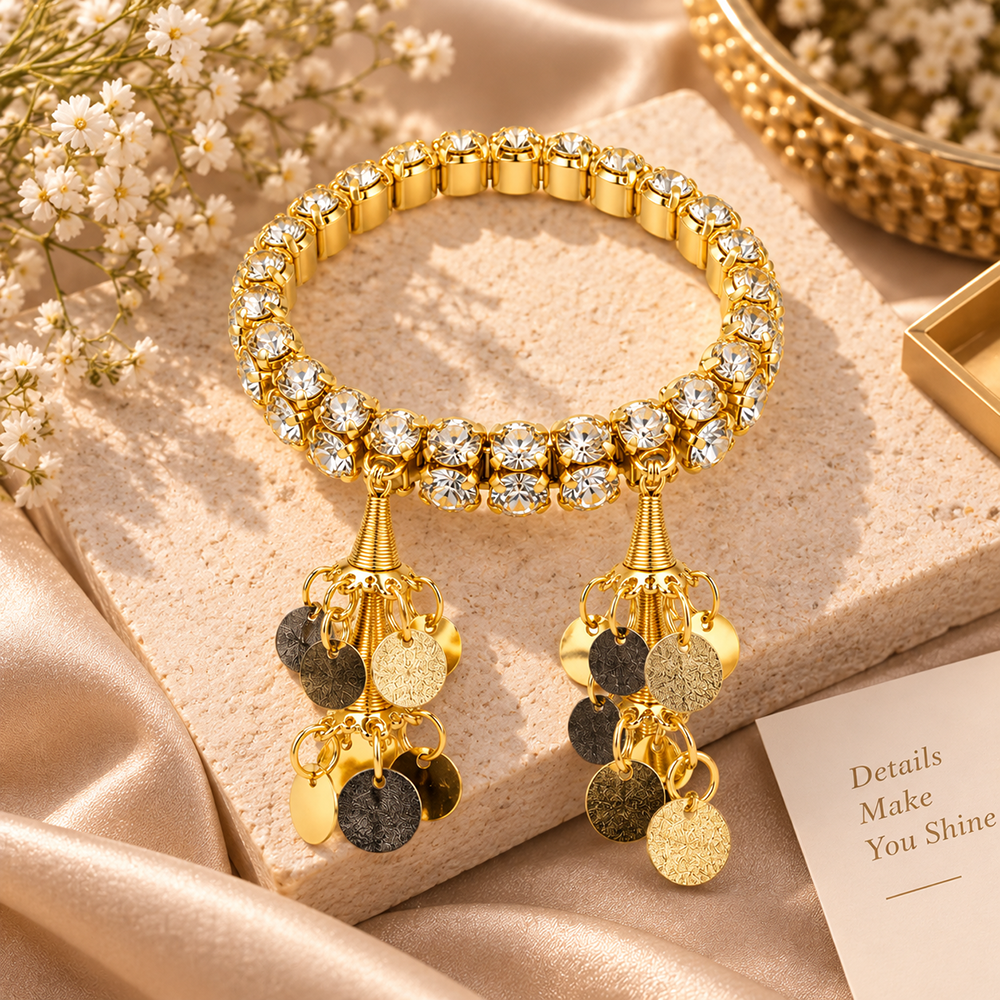 The99Jewel Sparkling Austrian Stone Bracelet with Tassels for Women