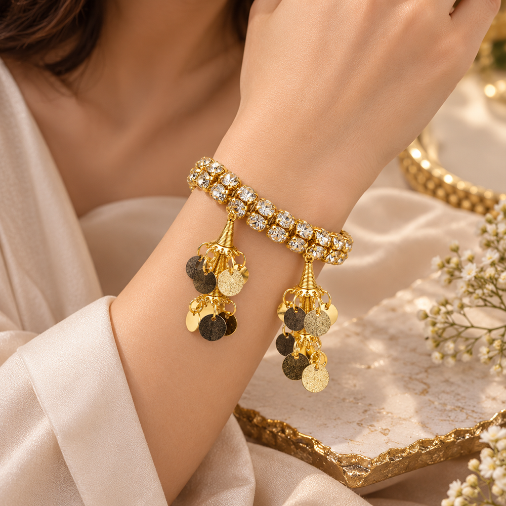 The99Jewel Sparkling Austrian Stone Bracelet with Tassels for Women