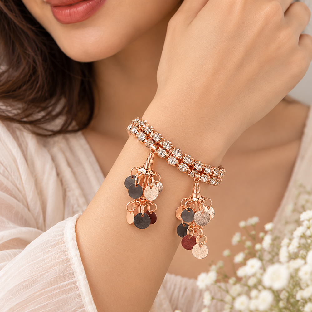 The99Jewel Sparkling Austrian Stone Bracelet with Tassels for Women