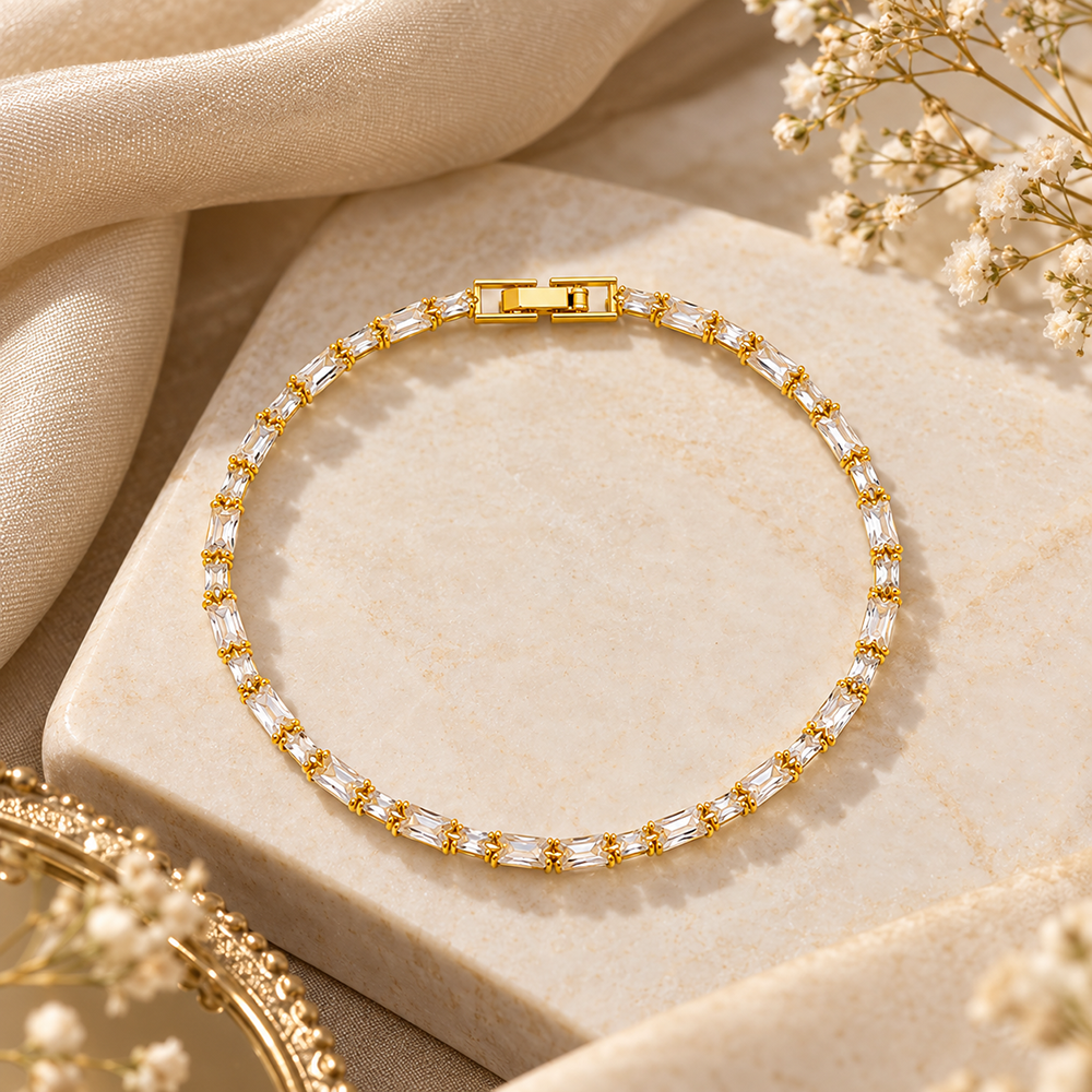 The99Jewel Dazzling American Diamond Gold Plated Bracelet | Trendy Festive & Party Wear