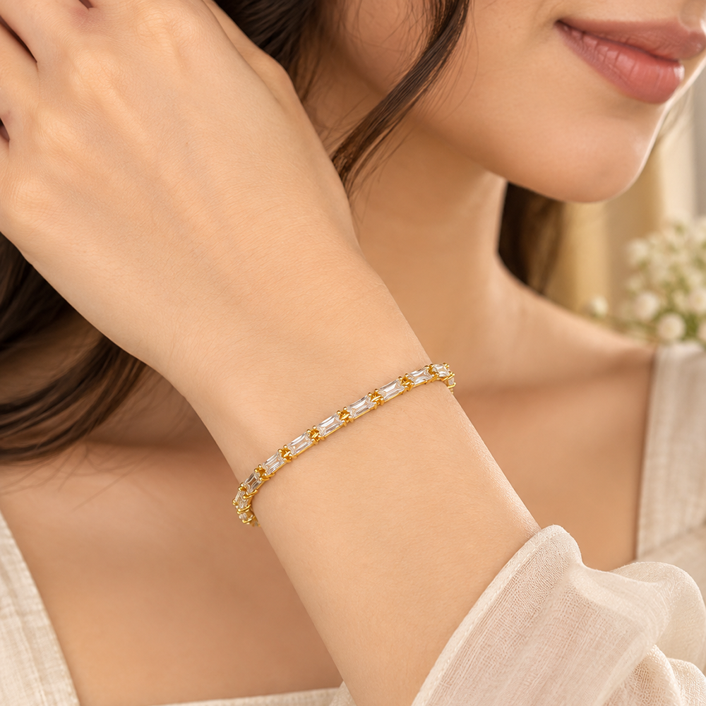 The99Jewel Dazzling American Diamond Gold Plated Bracelet | Trendy Festive & Party Wear