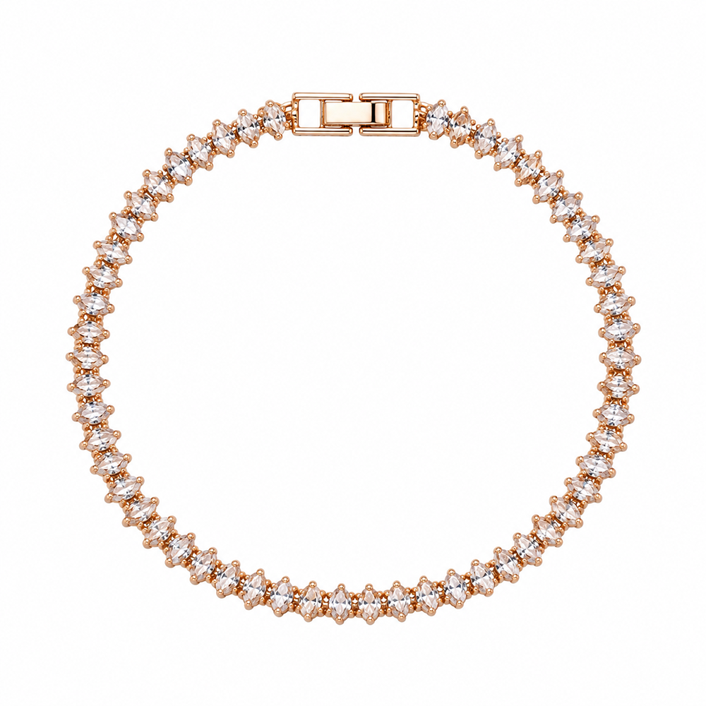 The99Jewel Dazzling American Diamond Rose Gold Plated Bracelet | Trendy Festive & Party Wear