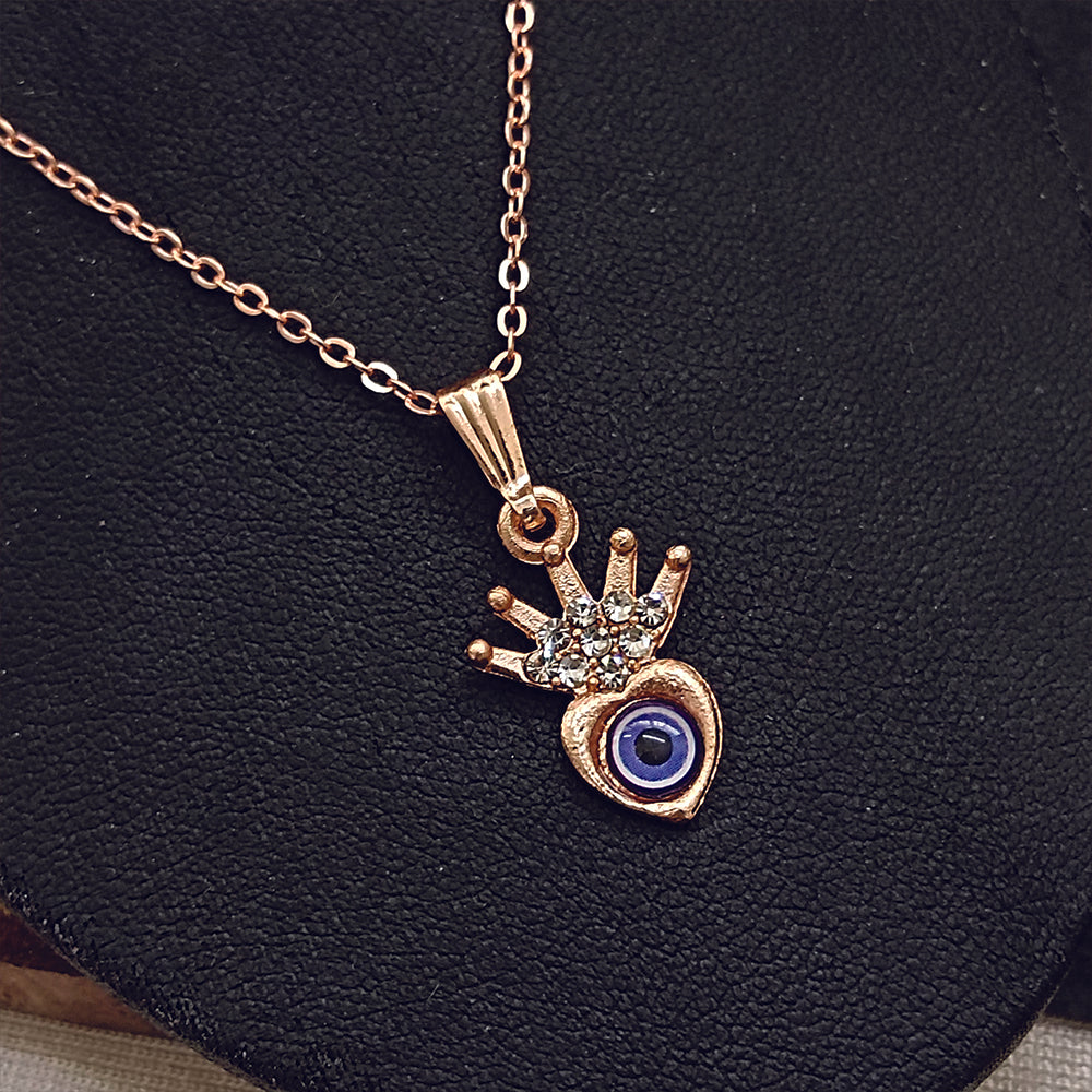 The99Jewel Rose Gold Plated Heart Shaped Evil Eye Chain Pendant