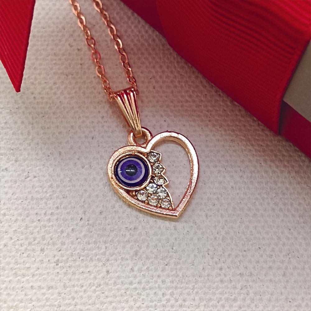The99Jewel Heart Shaped Evil Eye Chain Pendant
