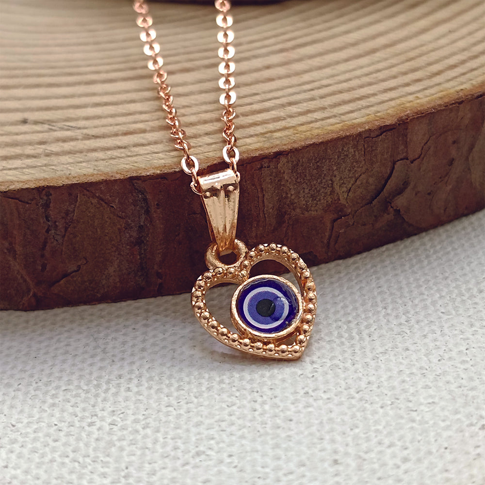 The99Jewel Heart Shaped Evil Eye Chain Pendant - 1405006
