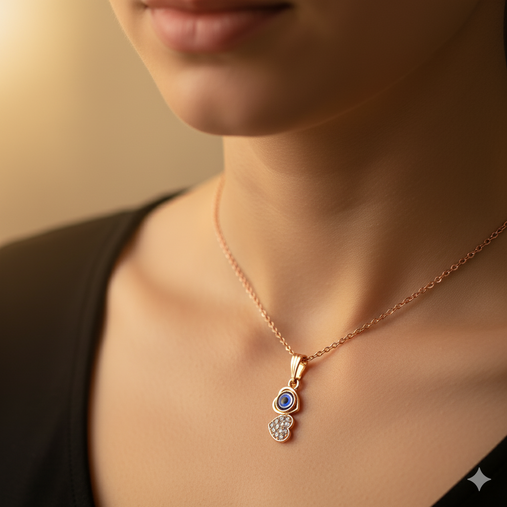 The99Jewel Heart Shaped Evil Eye Chain Pendant - 1405008