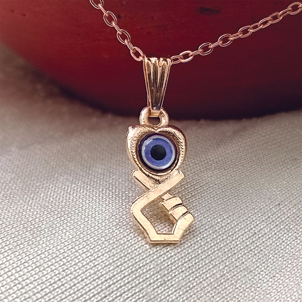 The99Jewel Heart  And Hand Shaped Evil Eye Chain Pendant