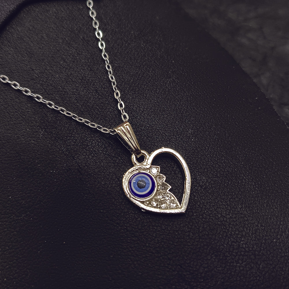 The99Jewel Heart Shaped Evil Eye Chain Pendant- 1405016