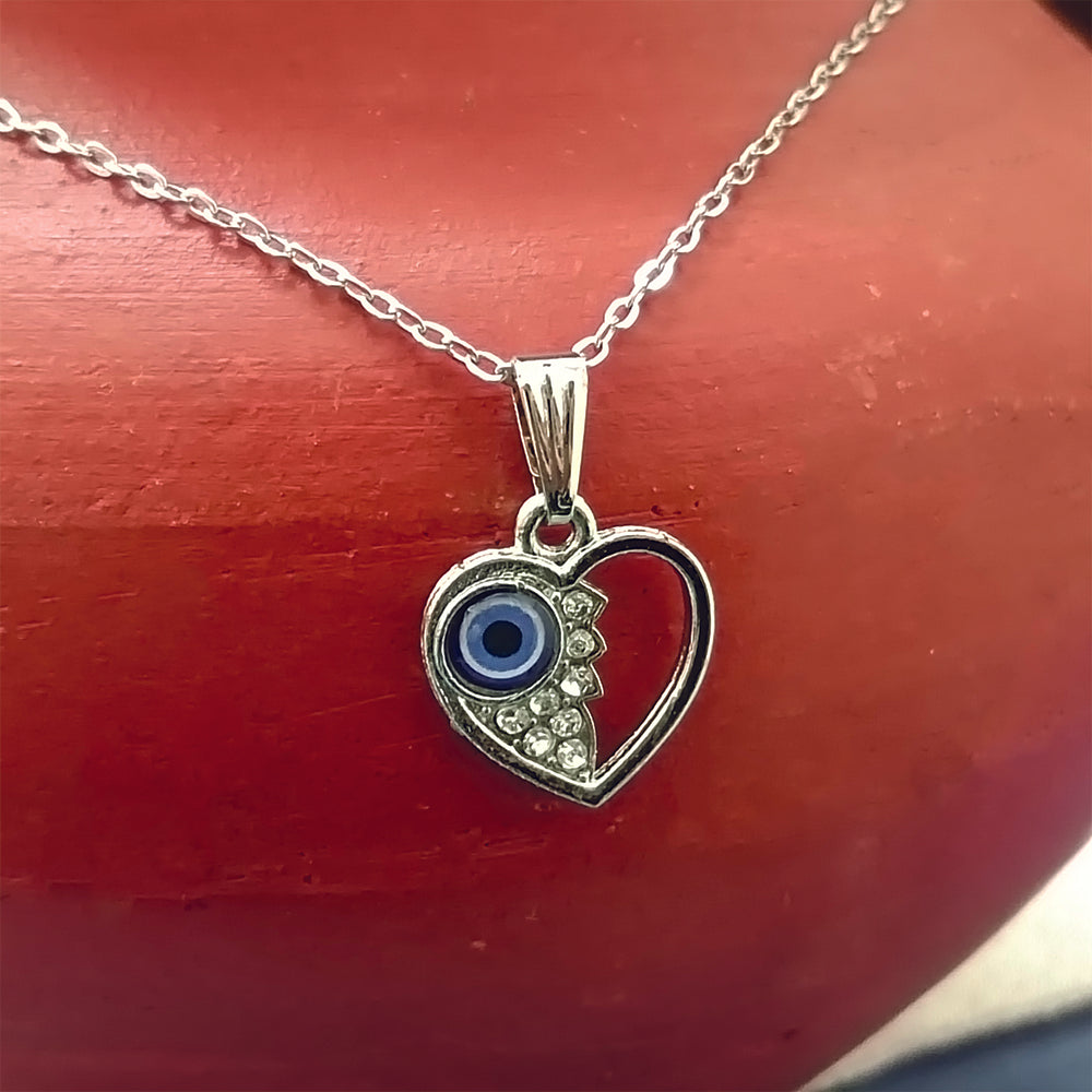The99Jewel Heart Shaped Evil Eye Chain Pendant- 1405016