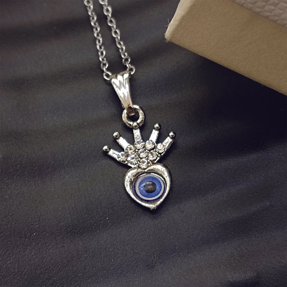 The99Jewel Silver Plated Heart Shaped Evil Eye Chain Pendant -1405017