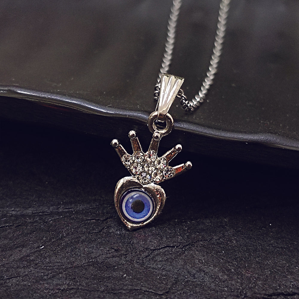 The99Jewel Silver Plated Heart Shaped Evil Eye Chain Pendant -1405017