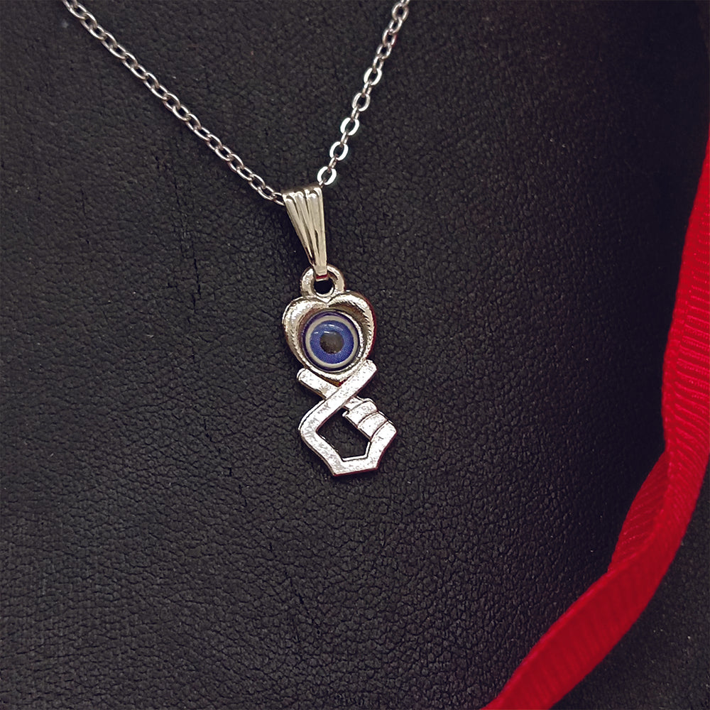 The99Jewel Heart  And Hand Shaped Evil Eye Chain Pendant - 1405018
