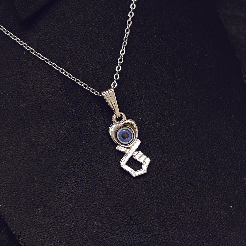 The99Jewel Heart  And Hand Shaped Evil Eye Chain Pendant - 1405018