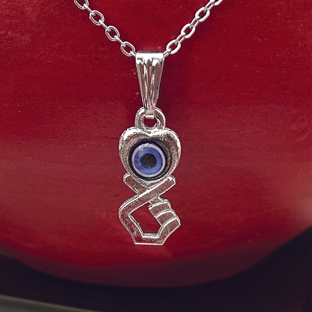 The99Jewel Heart  And Hand Shaped Evil Eye Chain Pendant - 1405018