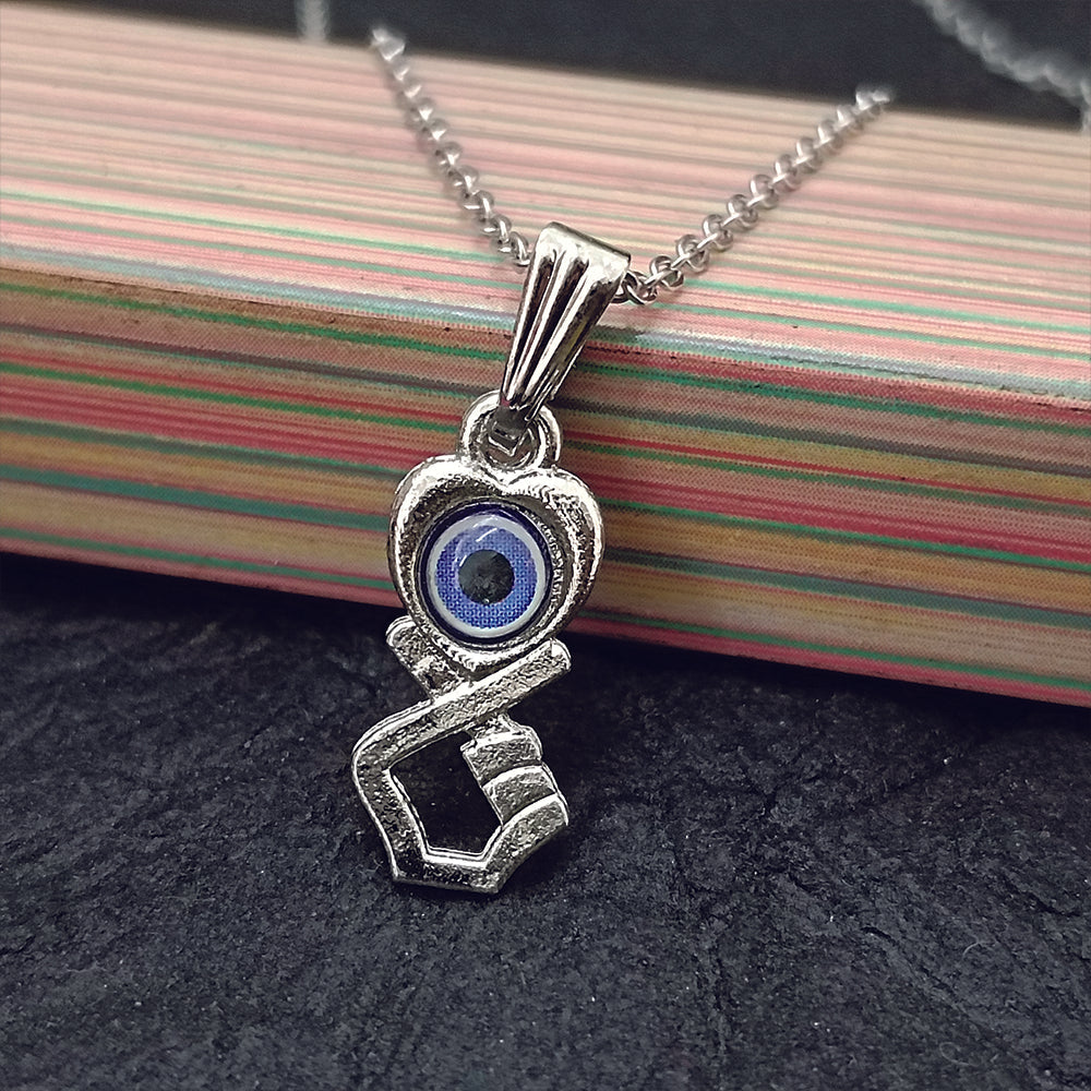 The99Jewel Heart  And Hand Shaped Evil Eye Chain Pendant - 1405018