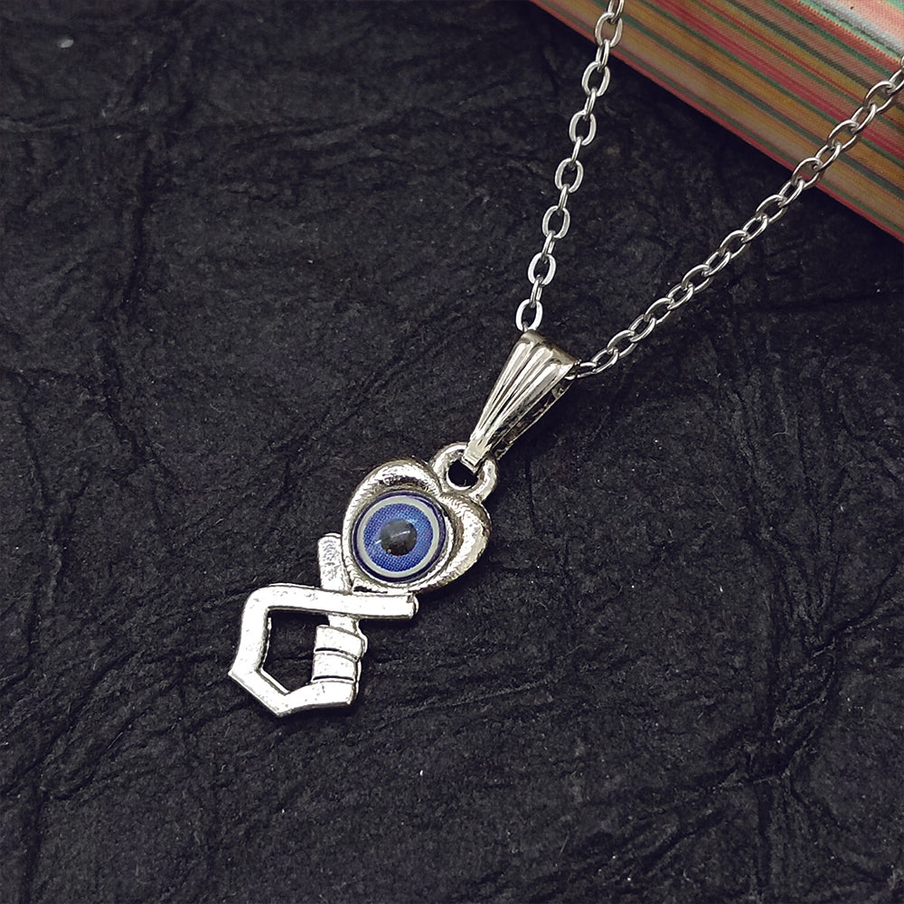 The99Jewel Heart  And Hand Shaped Evil Eye Chain Pendant - 1405018