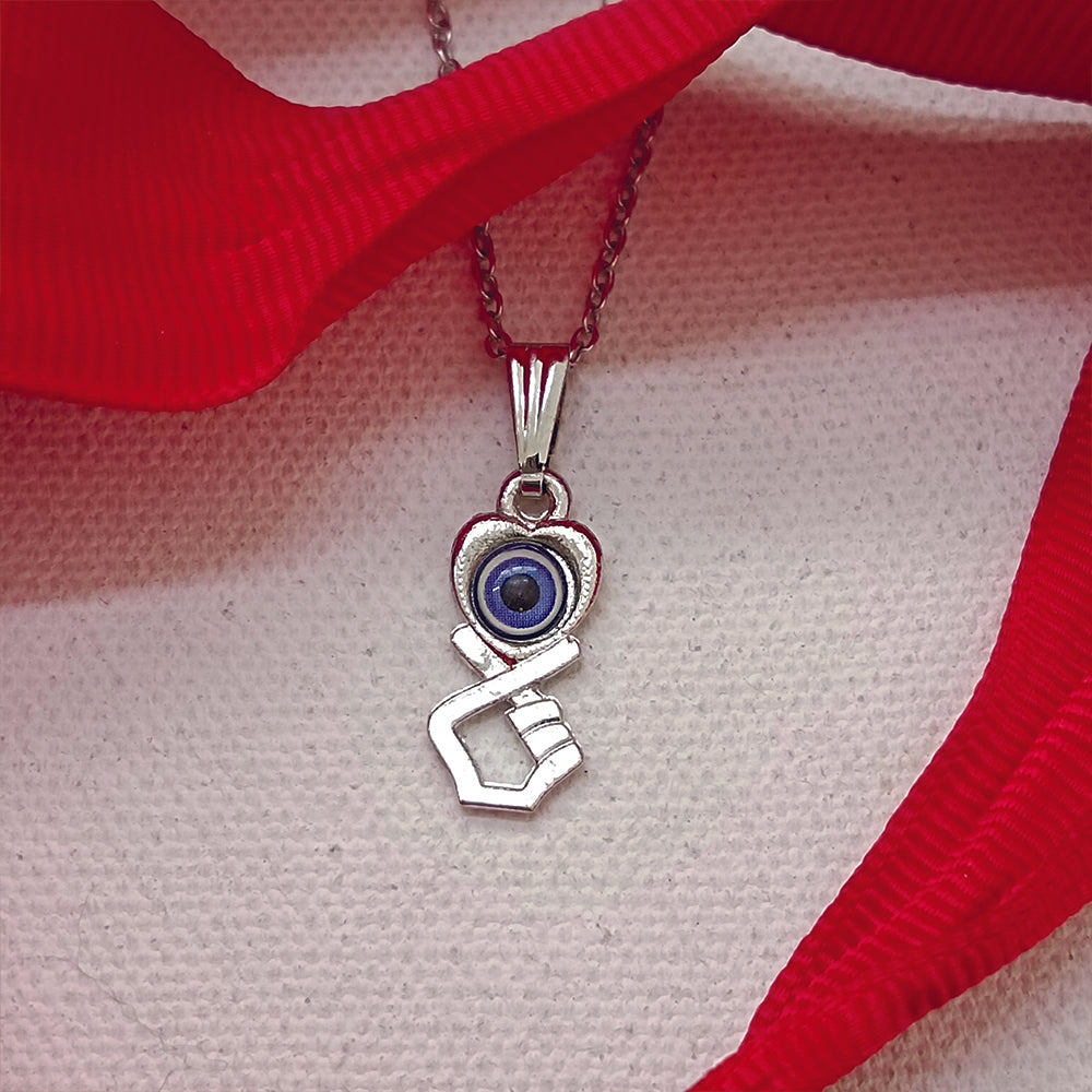 The99Jewel Heart  And Hand Shaped Evil Eye Chain Pendant - 1405018